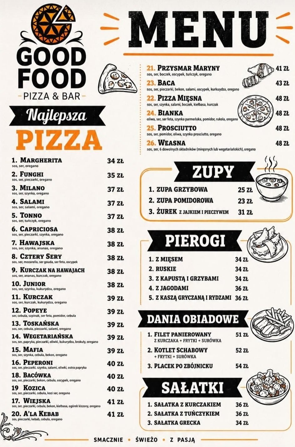 menu pizza zakopane good food